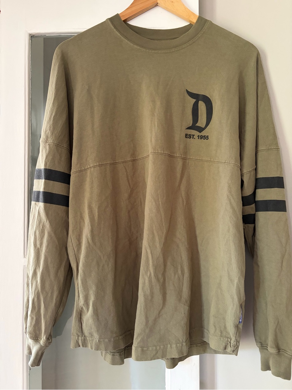 Disney Parks Olive Green Spirit Jersey with Black Logo Print
